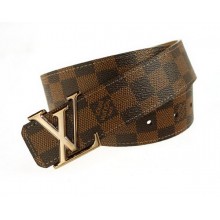 Imitation High Quality Louis Vuitton Damier Ebene Canvas Belt LV207 Shiny Gold JK2879HH94