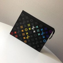 Imitation Louis Vuitton Monogram Eclipse POCHETTE VOYAGE MM M61692 Hand drawn rainbow JK458SU58