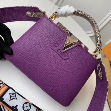 Imitation Louis vuitton original taurillon leather Capucines Mini N95509 purple JK1221Za30