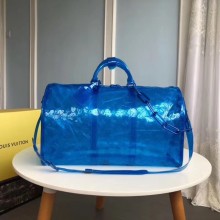 Imitation Top Louis Vuitton KEEPALL 50 Travel Bag with shoulder straps M53271 blue JK1243tr16