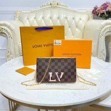 Knockoff Louis vuitton Damier Ebene Canvas DOUBLE ZIP POCHETTE M80084 JK181Bt18