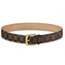 Louis Vuitton Coffee Damier Cowskin Leather with Gold Hardware Belt JK3127OG45