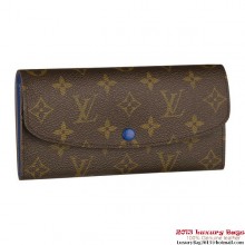 Louis Vuitton M60138 Monogram Canvas Emilie Wallet Bleu JK746dV68