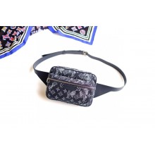 Luxury Louis Vuitton SAC OUTDOOR Denim Waist Bag M57281 Black JK5972UV86