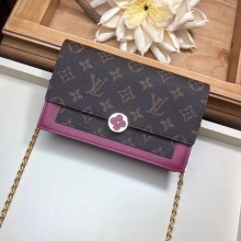 Replica Louis Vuitton Monogram Canvas FLORE Chain Wallet M67404 Lie De Vin JK1496iu55