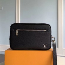 Replica Louis Vuitton Original Taiga Leather Pochette Kasai Handle Bag M30441 Black JK208Xe44